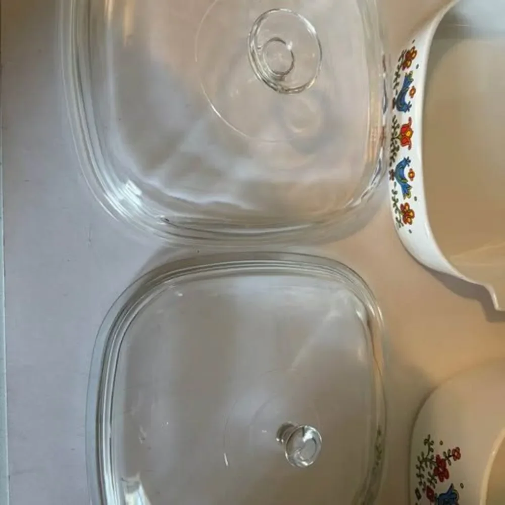 Vintage 1975 Corning Ware Festival Blue Bird Casserole Dishes with Lids. 1 quart